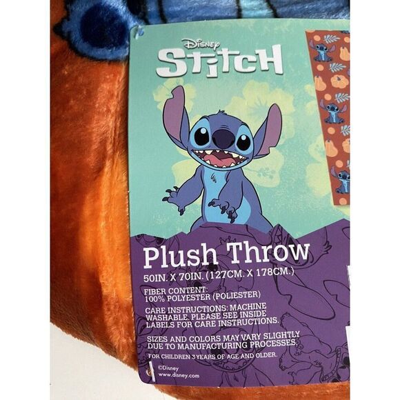 Disney Stitch Halloween Plush Throw Blanket Pumpkin Orange  50 X 70” Autumn Fall - Picture 3 of 12